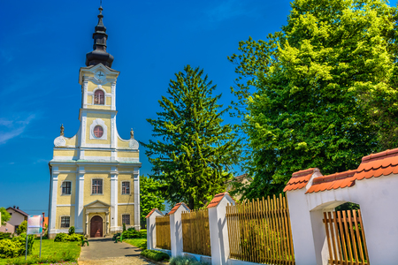 Scenic view at church in Donji Martijanec, Ludbreg countryside in Croatia, Europe.の写真素材