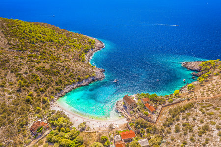 Aerial View of Dubovica Beach, One of Europe's Most Beautiful Beaches in Croatia, Dalmati region