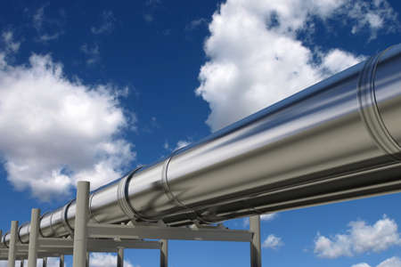 Oil pipelines isolated on blue sky