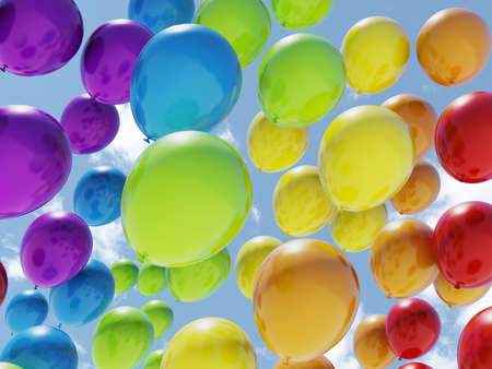 Colorful balloons over blue sky