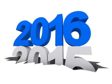 New Year 2016. Past year 2015. Isolated on white background.の写真素材