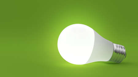 Light bulb isolated on green background. 3d illustration