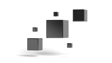 Abstracts cubes isolated on white background. Black. 3d illustration.の写真素材