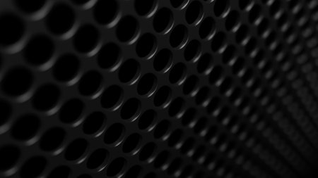 Abstract black background. Metal grill. Dots. Circle. 3d illustration.の写真素材