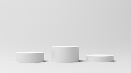 Podium. Cylinder. Gray background. 3d illustration.の写真素材