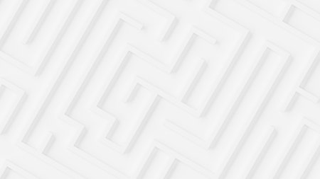White maze background. Labyrinth. Soft shadow. Neumorphism. Blank. Abstract. 3d illustration.