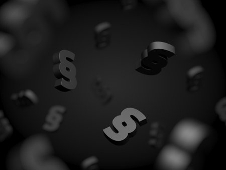 Section marks on black background. 3d illustration.の写真素材