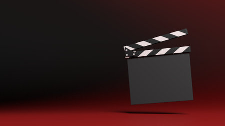 Clapperboard. Isolated. Empty. Blank. Mockup. 3d illustration.の写真素材