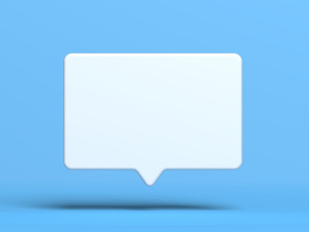 Speech balloon. Blue color. Bubble message. 3d illustration.の写真素材