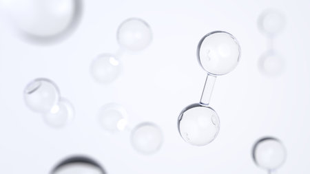 Hydrogen molecule. Green energy. Fuel. 3d illustration.の写真素材