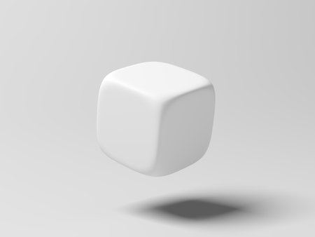 White dice isolated on gray background. Blank. 3d illustration.の写真素材