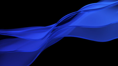 Blue abstract glass isolated on black background. 3d illustration.