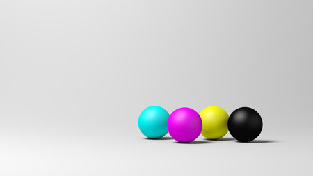CMYK spheres. 3d illustration.の写真素材