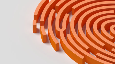 Abstract fingerprint. Orange color. 3d illustration.の写真素材