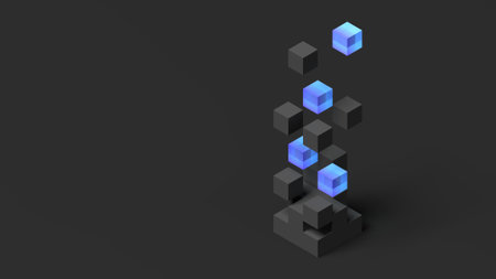 Abstract cubes. Floating. 3d illustration.の写真素材