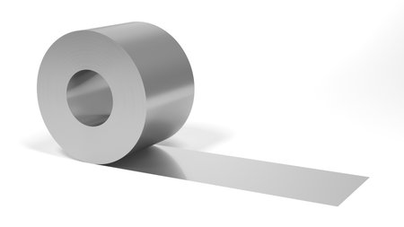 Cold rolled strip steel isolated on white background. Steel coil. 3d illustration.の写真素材