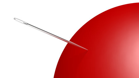 Needle and balloon isolated on white background. 3d illustration.の写真素材