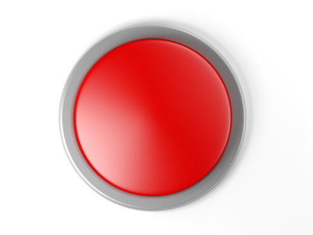 Red button isolated on white background. Blank. 3d illustration.の写真素材