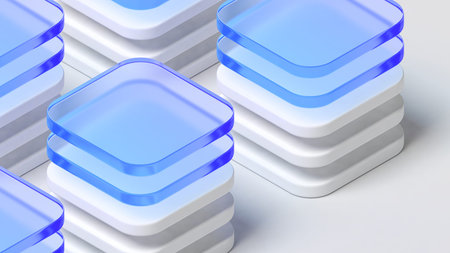 Abstract shapes. Glassmorphism. Blue color. 3d illustration.