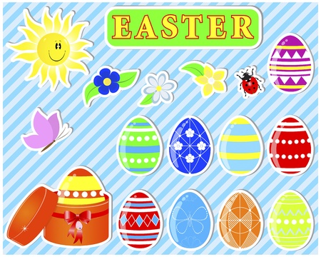 Set of cute easter stickers  のイラスト素材
