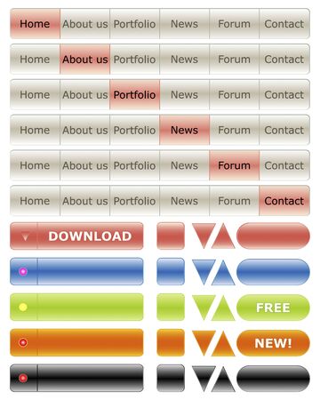 Set of buttons and elements for the website in the style of Web 2 0 Illustration のイラスト素材