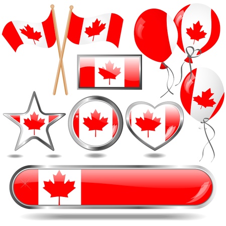 Canada flag buttons and iconsのイラスト素材
