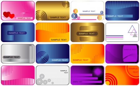set of 16 business and gift cards  のイラスト素材