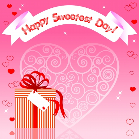 Greeting card  Gift with reflection and bannerのイラスト素材