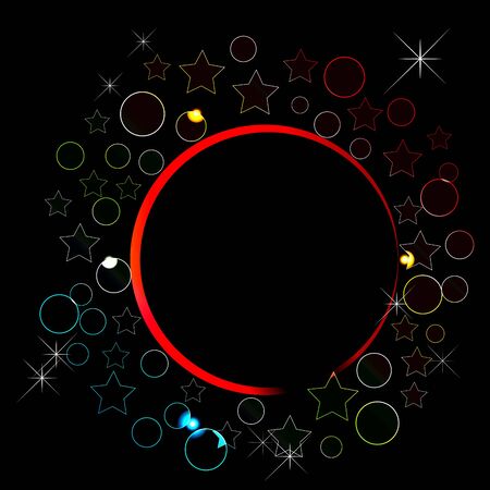 Abstract background with glowing circles and stars.のイラスト素材