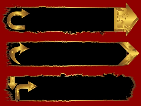 Grunge banners with golden arrows. vector.のイラスト素材