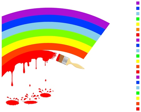 Painting rainbow colors with colors splash and drops. Vector.のイラスト素材