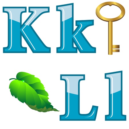 The English alphabet with funny pictures. Letters K, L. Vector.のイラスト素材