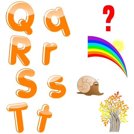 The English alphabet with funny pictures  letters Q, R, S, T  Vector  10 EPS のイラスト素材