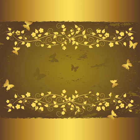 Grunge floral background with butterflies. のイラスト素材