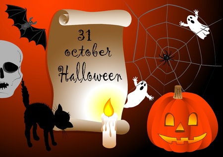 Halloween background scroll with candle. vector 10eps.のイラスト素材
