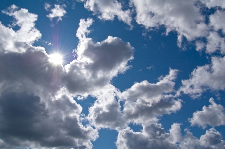 Real sun in the beautiful clouds.