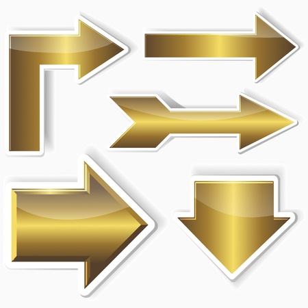 Set of golden stickers from arrows. 10EPS. vector.のイラスト素材