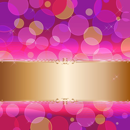 Golden banner on the background transparent circles. 10eps vector.のイラスト素材