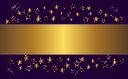 Gold holiday banner with stars and lightsのイラスト素材