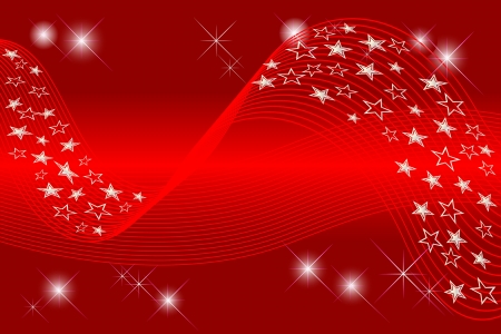 Red background with silver stars and wave  のイラスト素材