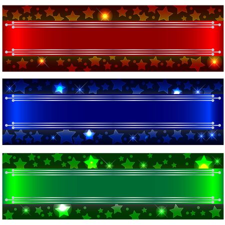Set banners with bokeh stars and design elements. 10eps vector.のイラスト素材