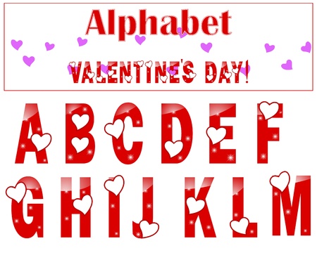 English alphabet with a heart and lights  A-M    illustration のイラスト素材