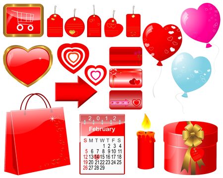 Set of icons for decoration of cards of Valentine s day  illustration のイラスト素材