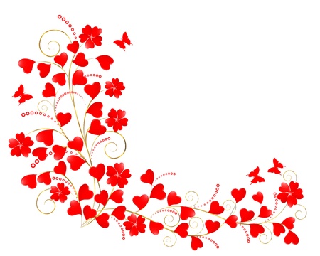 Valentine floral background with a butterflies.  illustration.のイラスト素材