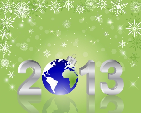 3d 2013 New Year with globe and reflection on the holiday background illustration のイラスト素材