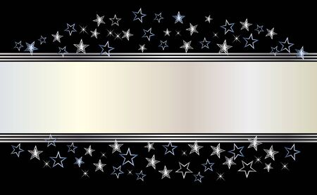 Silver banner with stars  illustration のイラスト素材