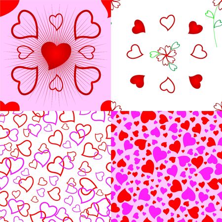 set of heart seamless pattern のイラスト素材
