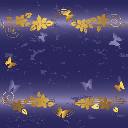 Grunge floral background with butterflies. Vector.のイラスト素材