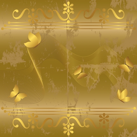 Grunge floral background with butterflies. Vector.のイラスト素材