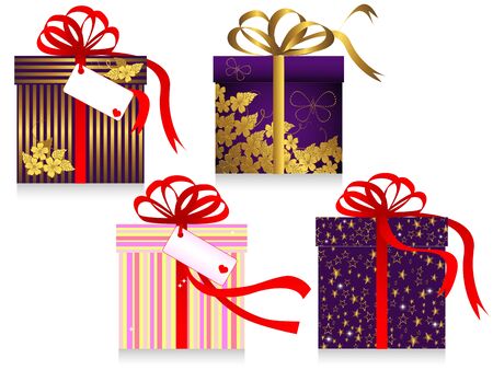 Set of gifts with a bow isolated on the white.のイラスト素材